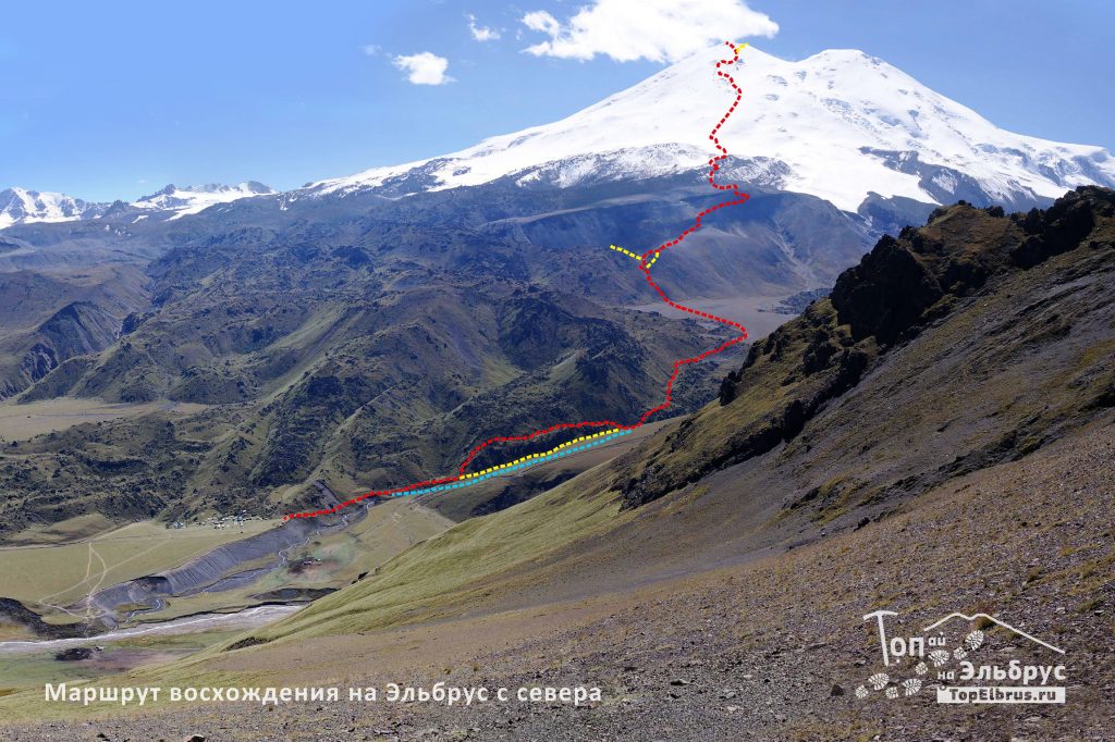 Маршрут восхождения на Эльбрус с севера